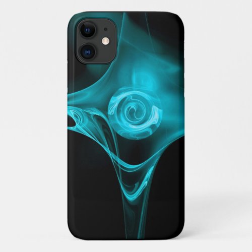 AQUA BLUE FRACTAL ROSE iPhone 11 CASE