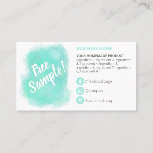 Aqua Blue Free Sample Ingredients Instructions Business Card
