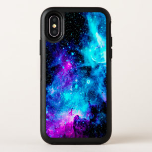Aqua Blue Galaxy Pink Black OtterBox iPhone X Case