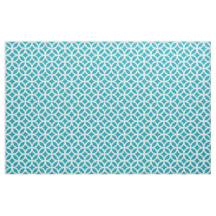 Aqua Blue Geometric Pattern Fabric