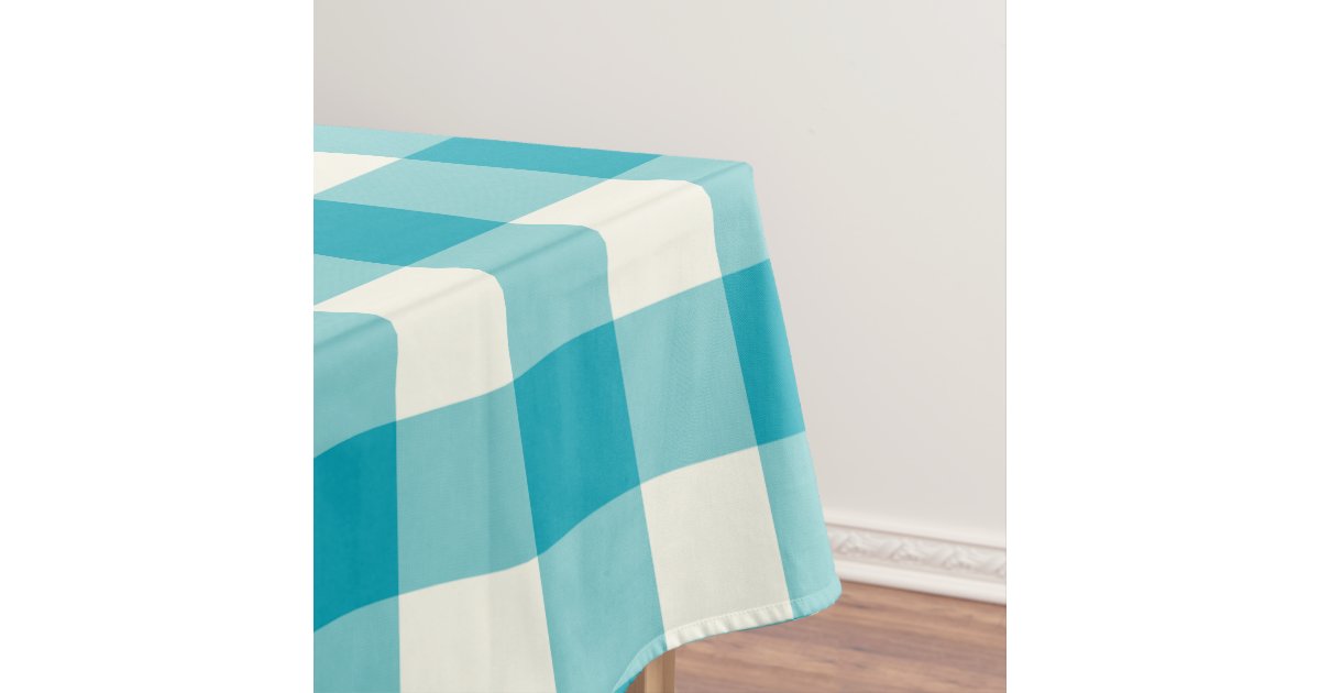 Aqua Blue Gingham Buffalo Check Tablecloth Zazzle Com