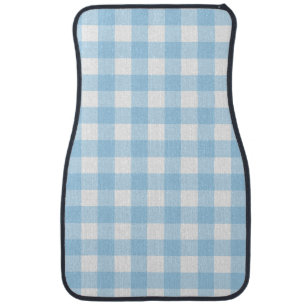 Aqua blue gingham car matts floor mat