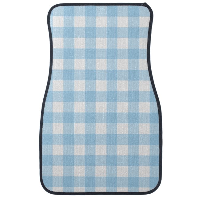 Aqua blue gingham car matts floor mat (Front)