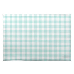 Aqua Blue Gingham Checks Cloth Placemat