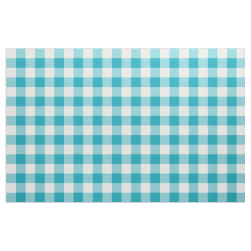 Aqua Blue Gingham Pattern Fabric