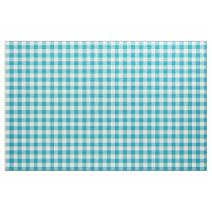 Aqua Blue Gingham Pattern Fabric