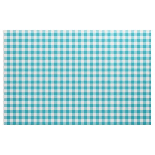 Aqua Blue Gingham Pattern Fabric
