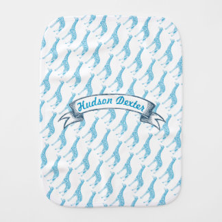 Aqua Blue Giraffe Lil' Man Baby Boy Burp Cloth