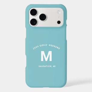 Aqua Blue Girls Personalized Name iPhone 17 Pro Max Case