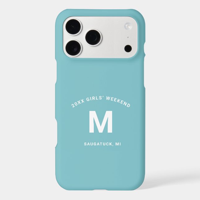 Aqua Blue Girls Personalized Name Case-Mate iPhone Case (Back)