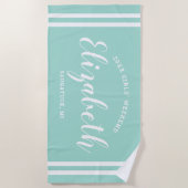 Aqua Blue Girls Weekend Personalized Name Beach Towel (Front)