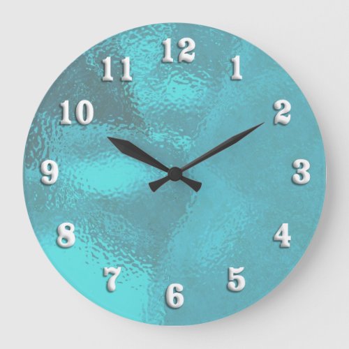 Aqua Blue Glass Look Wall Clock