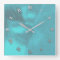 Aqua Blue Glass Look Wall Clock
