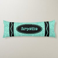 Aqua Blue Glitter Crayon Custom Name Body Pillow