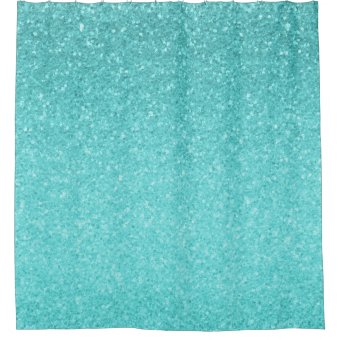 Aqua Blue Glitter Sparkle Girly Glam Mermaid Shower Curtain | Zazzle