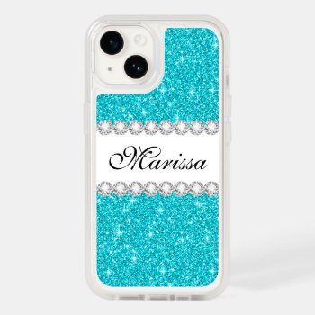 Aqua Blue Glitter Sparkles Otterbox Iphone 14 Case by girlygirlgraphics at Zazzle