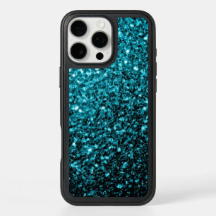 Aqua blue glitter sparkles iPhone 16 pro max case