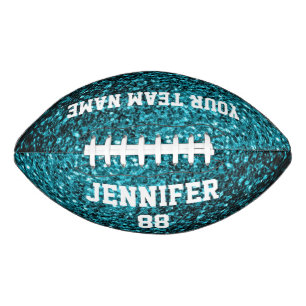 Aqua blue glitter sparkles Your name Team Football