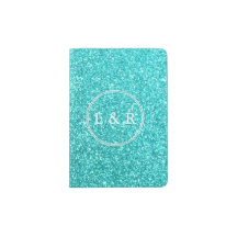 Aqua Blue Glitter with White Details