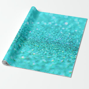 Aqua Blue Glitter Wrapping Paper