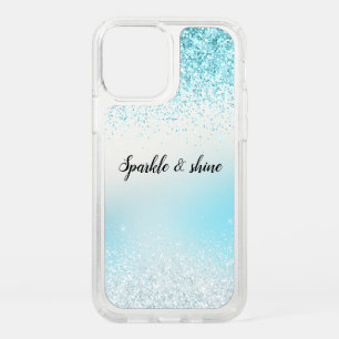 Aqua Blue Glitzy Sparkle Glitter Speck iPhone 12 Pro Case