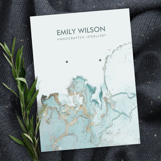 AQUA BLUE GOLD AGATE MARBLE EARRING DISPLAY CARD (Creator Uploaded)