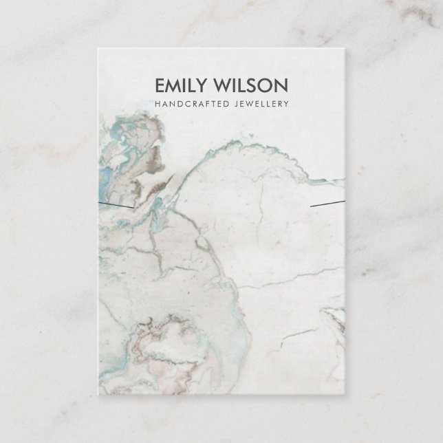 AQUA BLUE GOLD AGATE MARBLE NECKLACE DISPLAY CARD (Front)