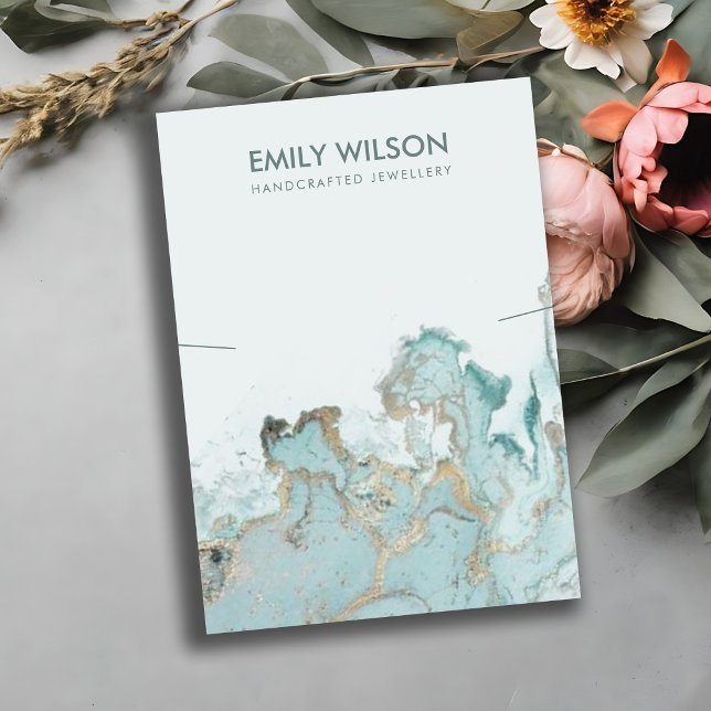 AQUA BLUE GOLD AGATE MARBLE NECKLACE DISPLAY CARD (Creator Uploaded)