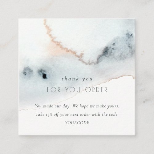 Aqua Blue Gold Beachy Thank You For Order Square Business Card