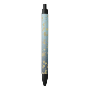 Aqua Blue Gold Ombre Stars Pen
