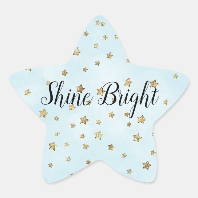 Aqua Blue Gold Stars Star Sticker (Front)