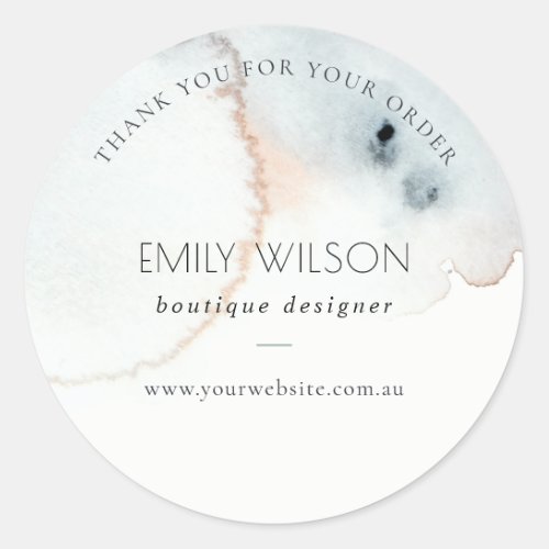 Aqua Blue Gold Thank You for Your Order Website Classic Round Sticker