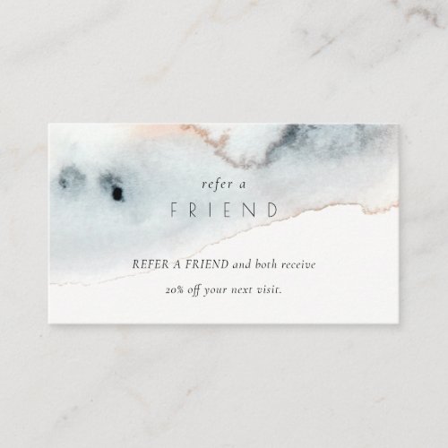Aqua Blue Gold Watercolor Beachy Refer A Friend Business Card