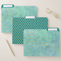 Aqua Blue & Gold Watercolor Mermaid Scale Pattern