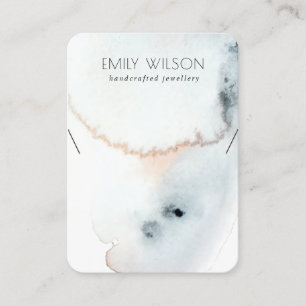 AQUA BLUE GOLD WATERCOLOR WAVES NECKLACE DISPLAY BUSINESS CARD