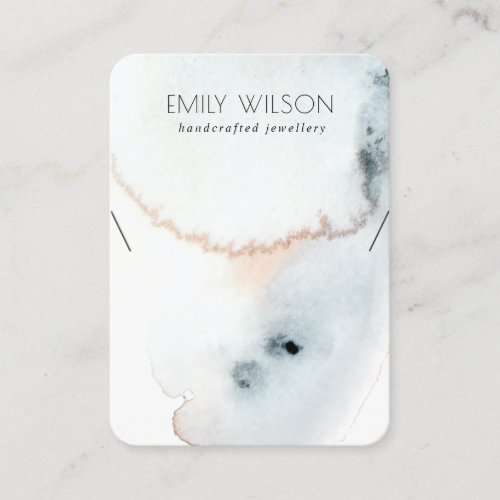 AQUA BLUE GOLD WATERCOLOR WAVES NECKLACE DISPLAY BUSINESS CARD