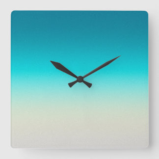 Aqua Blue Gradient Abstract Background Soft Ombre Square Wall Clock