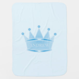 Aqua Blue Gradient Crown Baby Boy Personalized Swaddle Blanket
