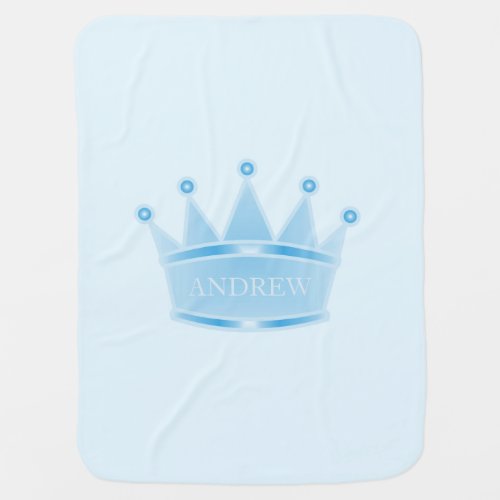 Aqua Blue Gradient Crown Baby Boy Personalized Swaddle Blanket