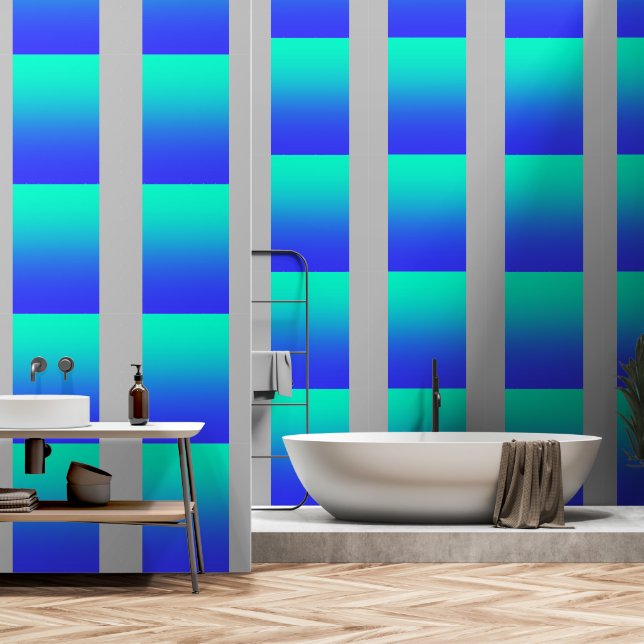 Aqua Blue  Gradient Gray  Wallpaper (Bathroom)