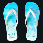 Aqua Blue Gradient Maid of Honor Simple Flip Flops<br><div class="desc">These simple stylish Aqua Blue Gradient flip flops is a memorable gift for wedding party members: bride, bridesmaids, mother of the bride, maid of honor... They will add a stylish dose of glam to your wedding day, bachelorette party, or other celebration. ♥Customize it with your wording by using the template fields. ♥ If...</div>