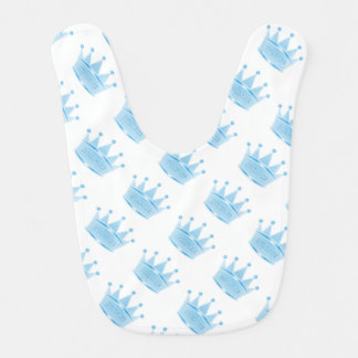 Aqua Blue Gradient Prince Crown Baby Boy Bib