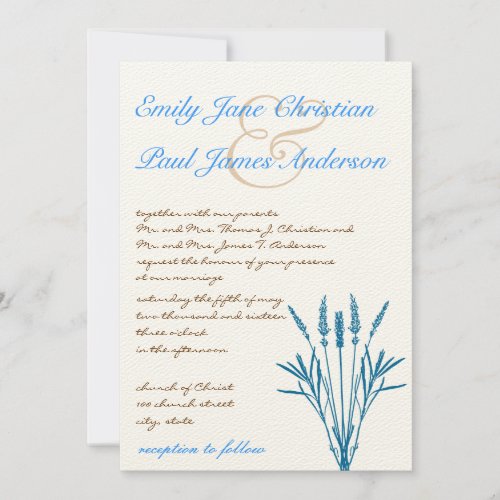 Aqua Blue Grasses and Font Wedding Invitation