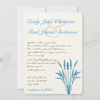 Aqua Blue Grasses and Font Wedding Invitations