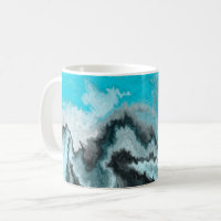 Teal and black Marble texture acrylic Liquid paint art Coffee Mug