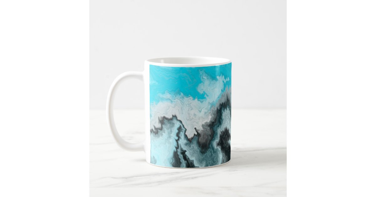 Teal and black Marble texture acrylic Liquid paint art Coffee Mug