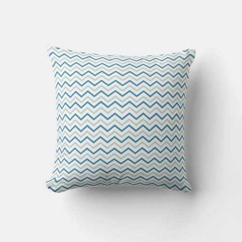 Aqua Blue Gray And White Chevron Pattern Throw Pillow