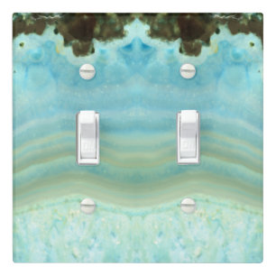 Aqua Blue Gray Precious Stone Jewel Patterns Light Switch Cover