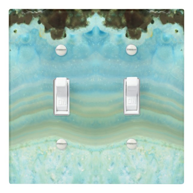 Aqua Blue Gray Precious Stone Jewel Patterns Light Switch Cover (In Situ)