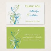 Aqua Blue, Green, and White Floral Favor Tag (Front & Back)